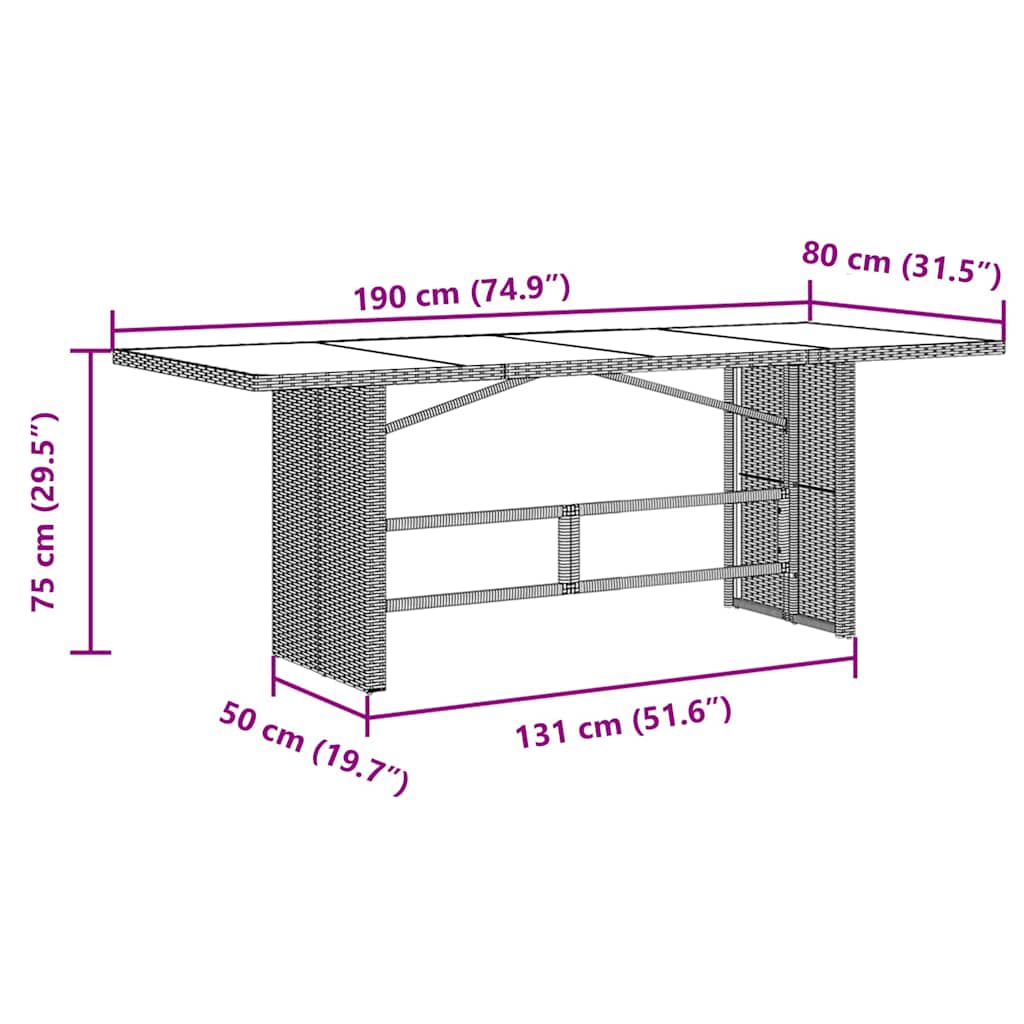 Garten Essgruppe 9 pcs Grau 190 x 80 x 75 cm Poly-Rattan
