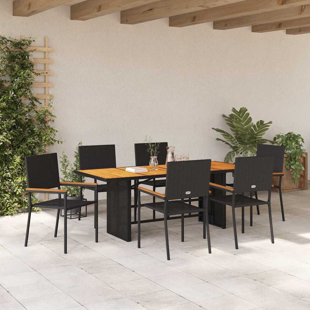 Garten Essgruppe 7 pcs Schwarz und Braun 190 x 80 x 75 cm