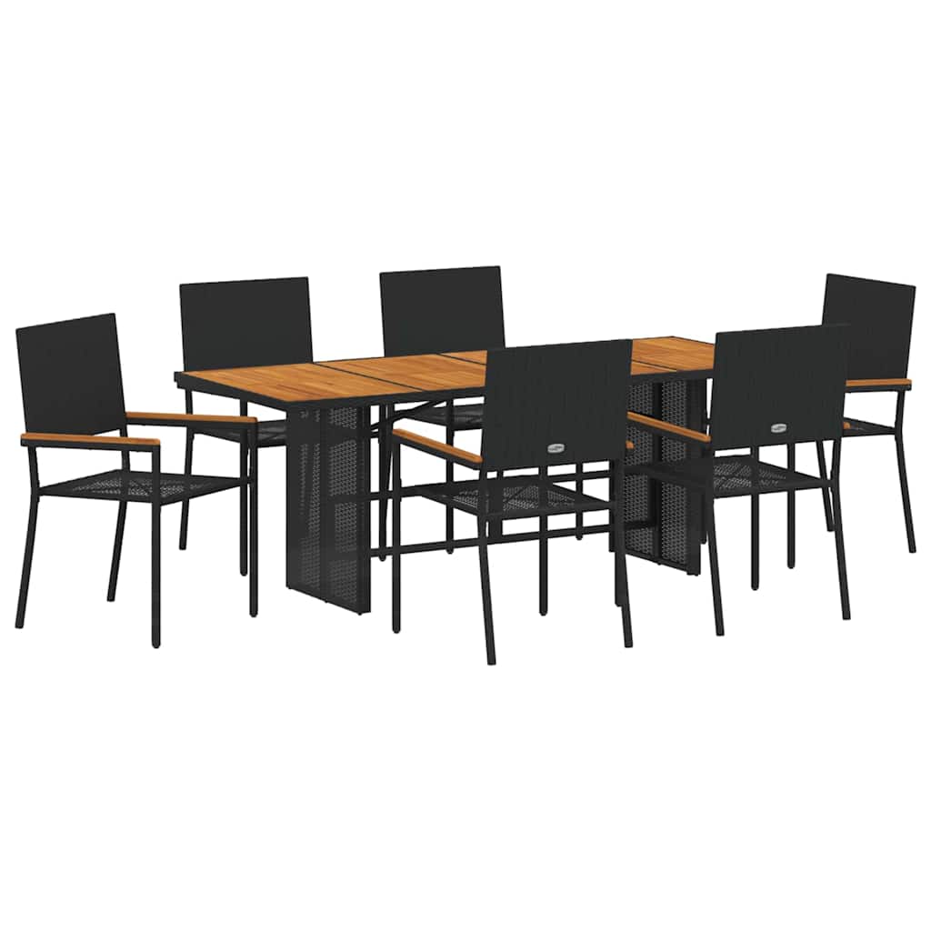 Garten Essgruppe 7 pcs Schwarz und Braun 190 x 80 x 75 cm