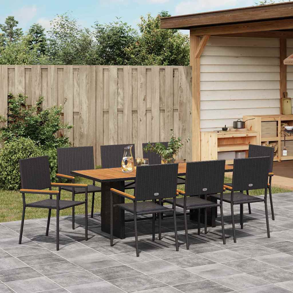 Garten Essgruppe 9 pcs Schwarz und Braun 190 x 80 x 75 cm