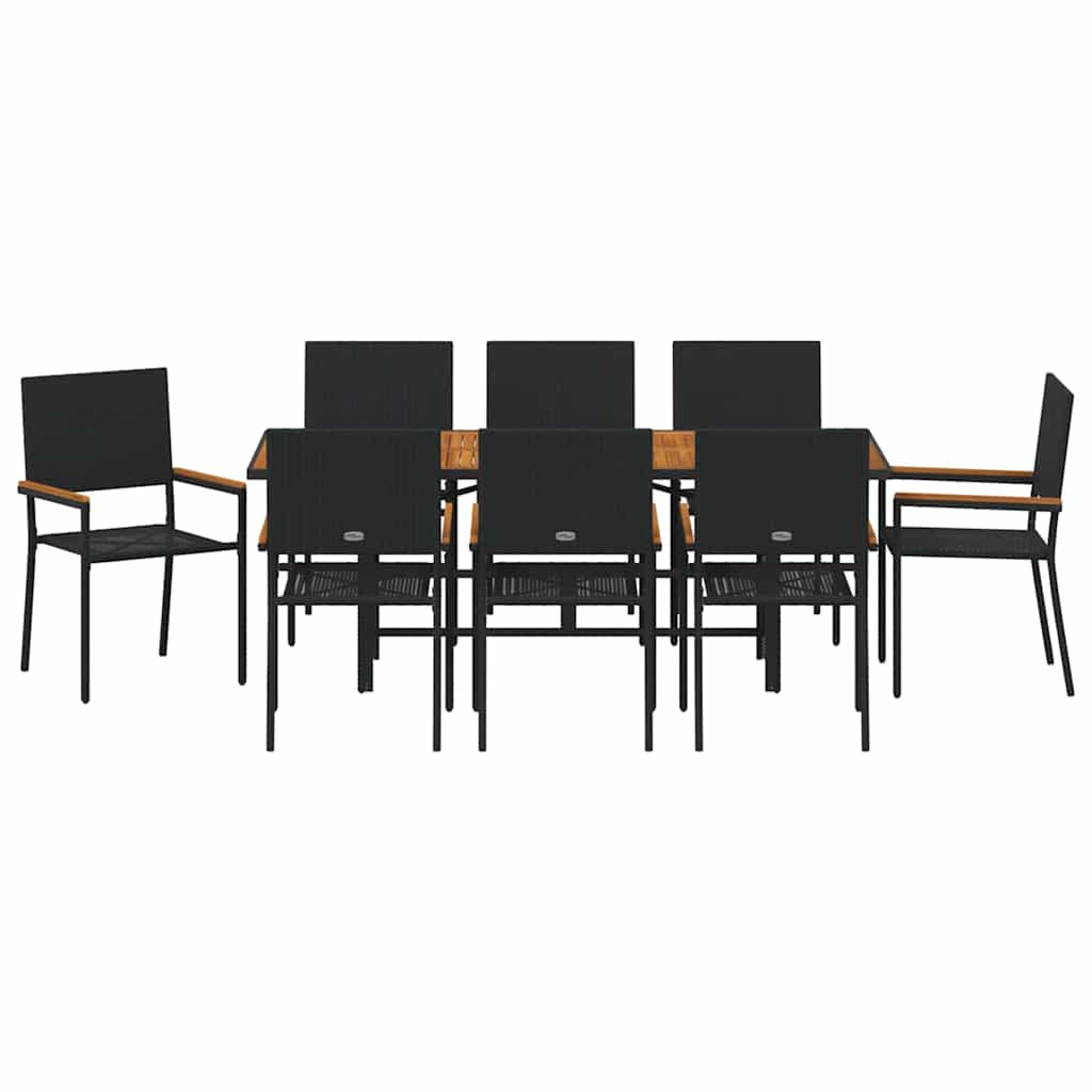 Garten Essgruppe 9 pcs Schwarz und Braun 190 x 80 x 75 cm