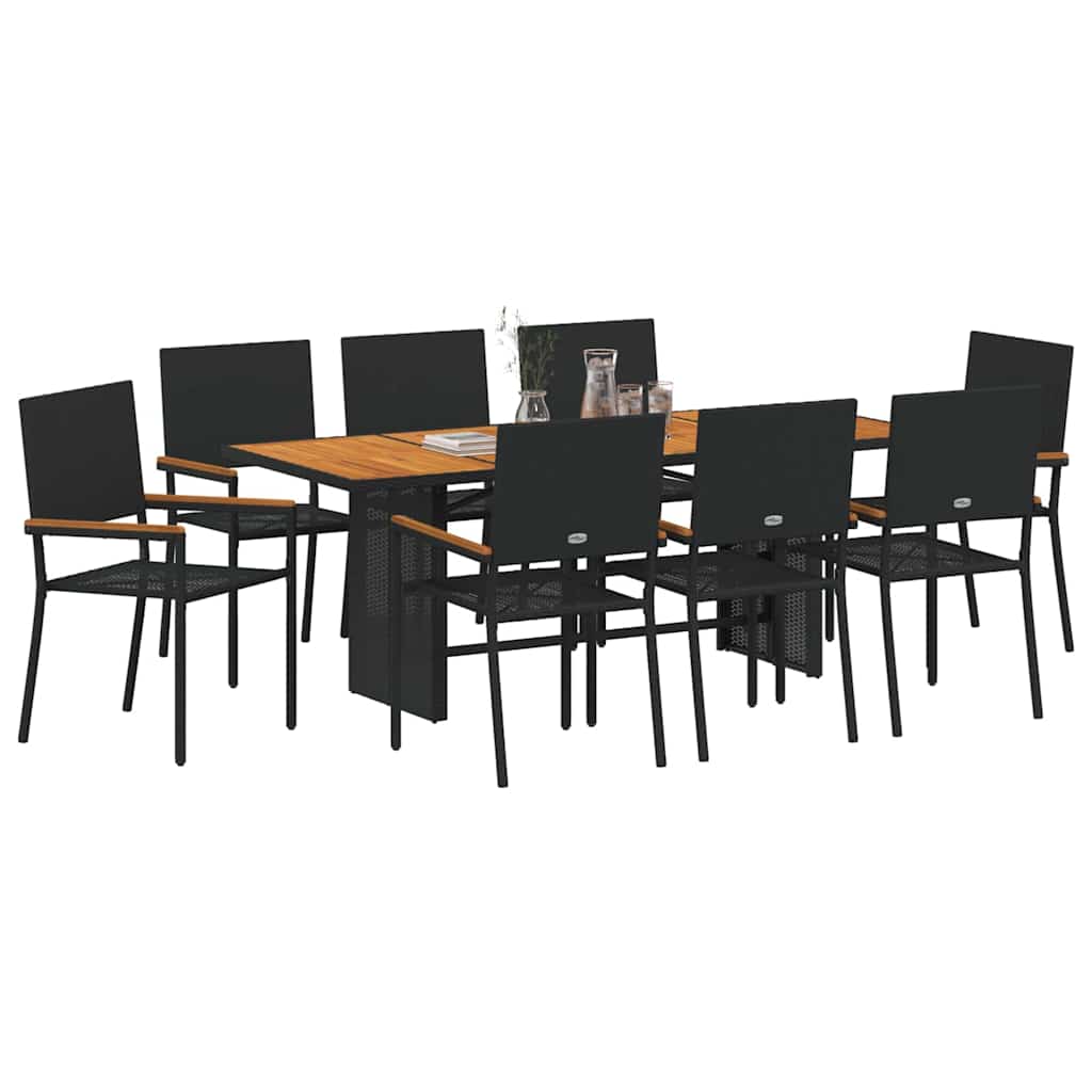 Garten Essgruppe 9 pcs Schwarz und Braun 190 x 80 x 75 cm