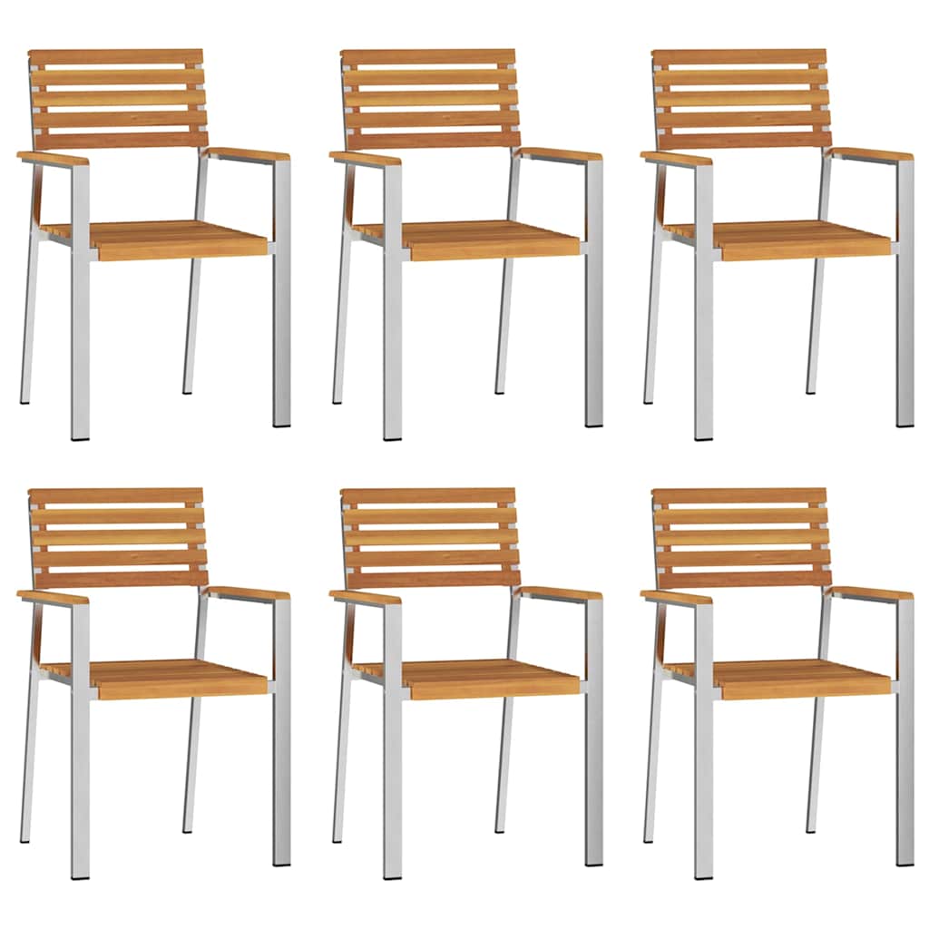 Garten Essgruppe 7 pcs Braun Massives Akazienholz & Edelstahl