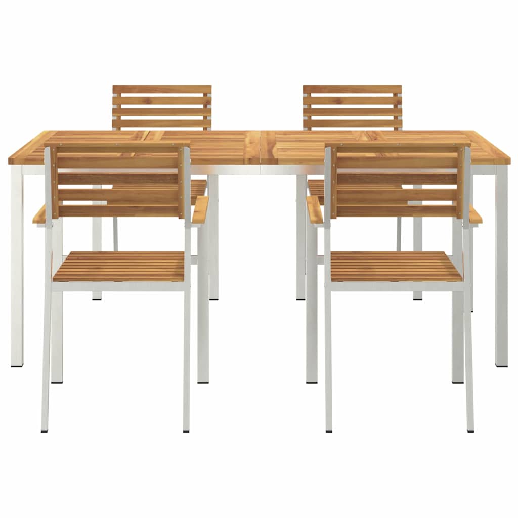 Garten Essgruppe 5 pcs Braun Massives Akazienholz & Edelstahl