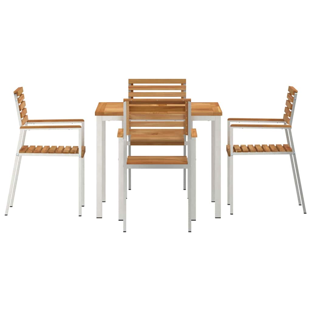 Garten Essgruppe 5 pcs Braun Massives Teakholz & Edelstahl