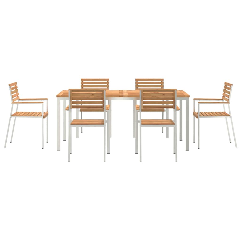 Garten Essgruppe 7 pcs Braun Massives Teakholz & Edelstahl