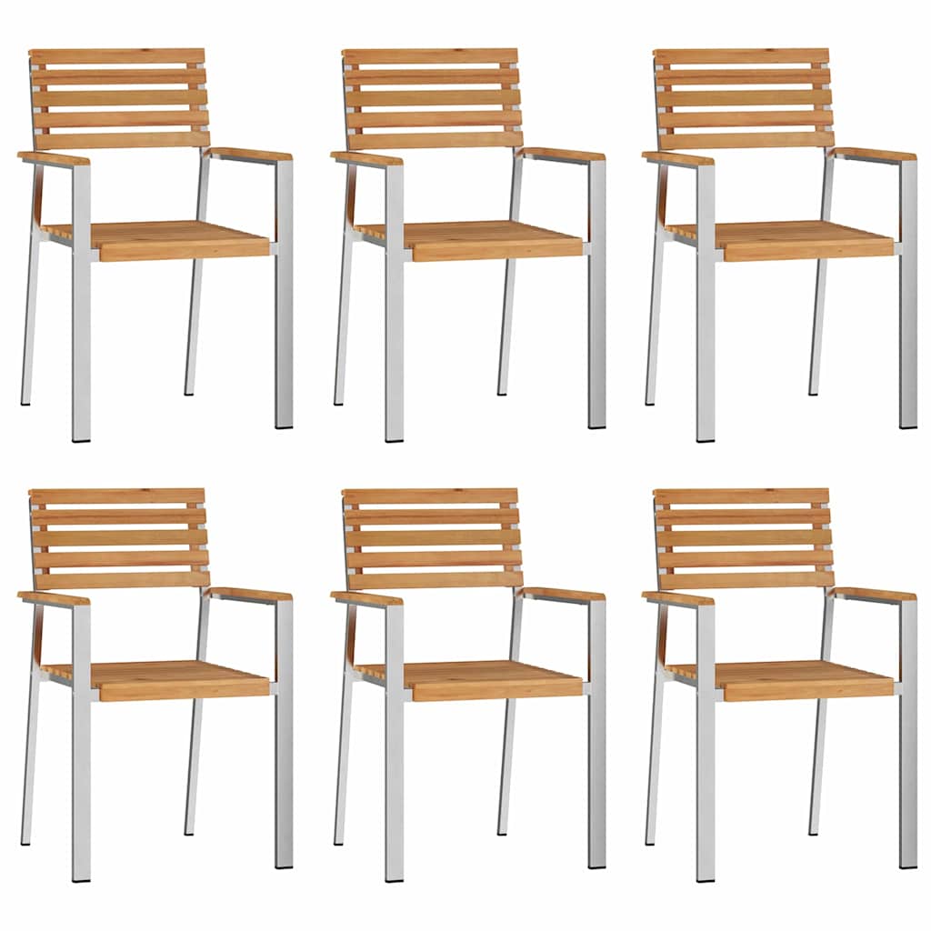 Garten Essgruppe 7 pcs Braun Massives Teakholz & Edelstahl