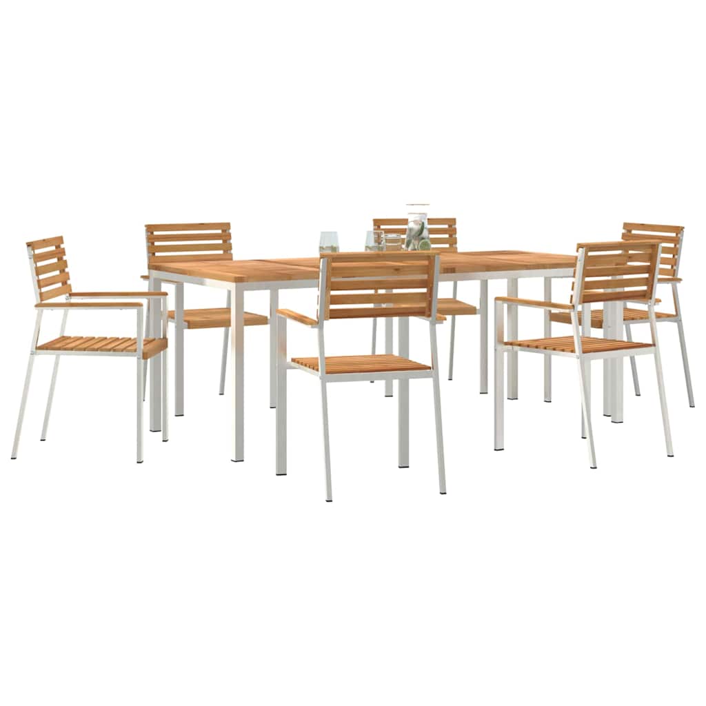Garten Essgruppe 7 pcs Braun Massives Teakholz & Edelstahl