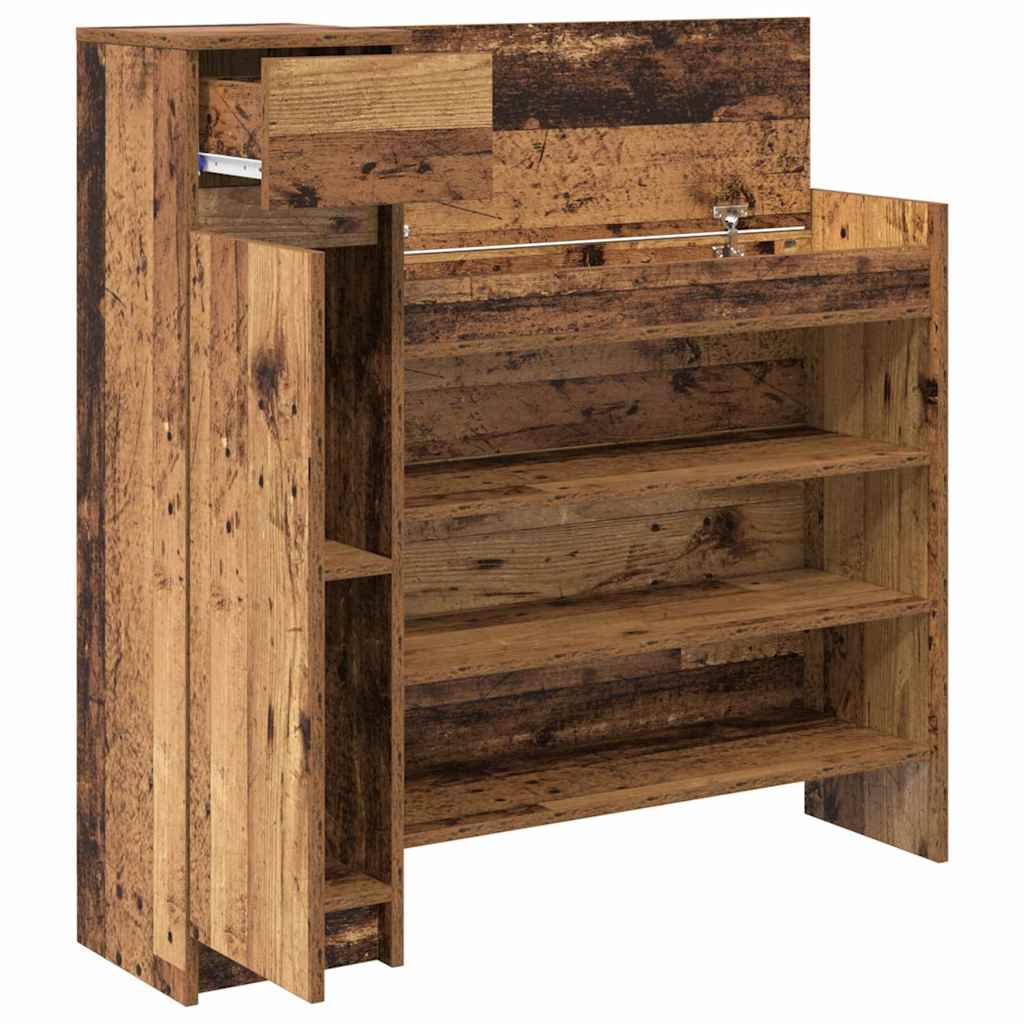 Schuhschrank mit Tür Altholz 100,5 x 28 x 100 cm Holzwerkstoff
