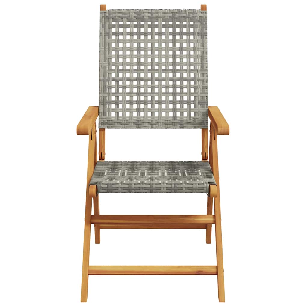 Garten Essgruppe 5 pcs Grau Massives Akazienholz und Polyrattan