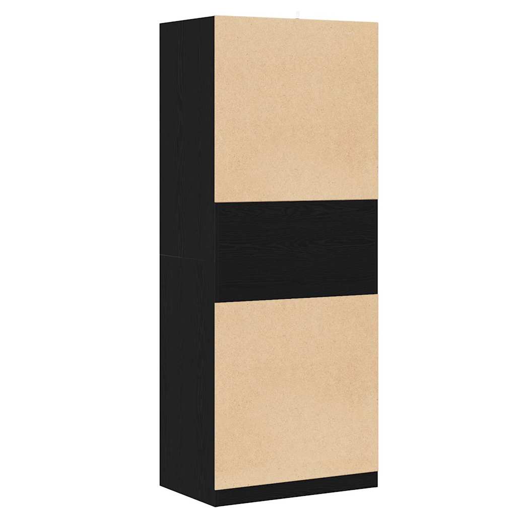 Kleiderschrank Schwarz Eiche 80 x 50 x 200 cm Holzwerkstoff