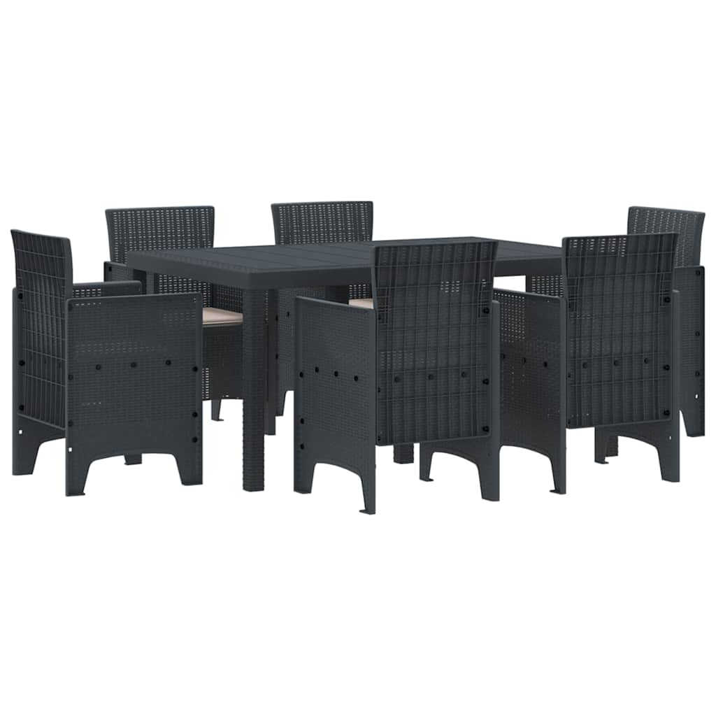 Garten Essgruppe 7 pcs Anthrazit Polt Rattan