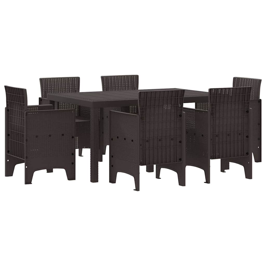 Garten Essgruppe 7 pcs Braun Polt Rattan