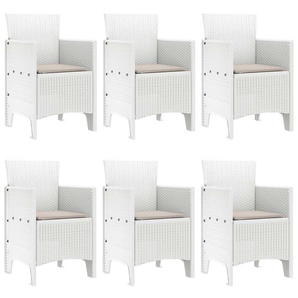 Garten Essgruppe 7 pcs Weiß Polt Rattan