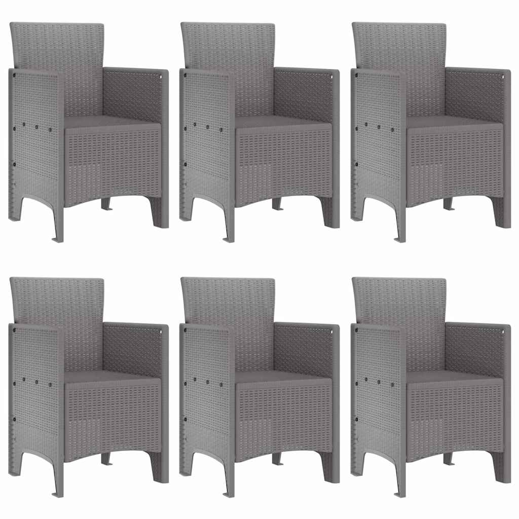 Garten Essgruppe 7 pcs Hellgrau Polt Rattan