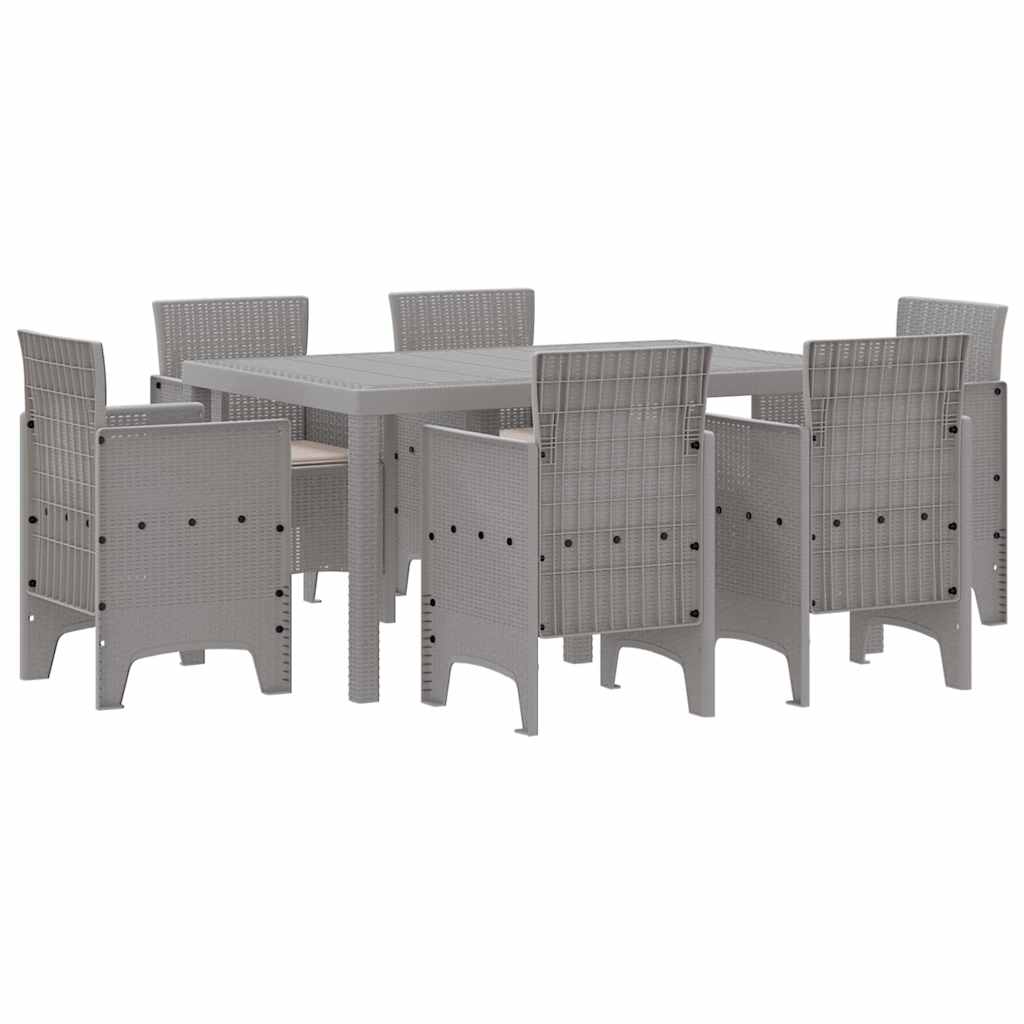 Garten Essgruppe 7 pcs Hellgrau Polt Rattan