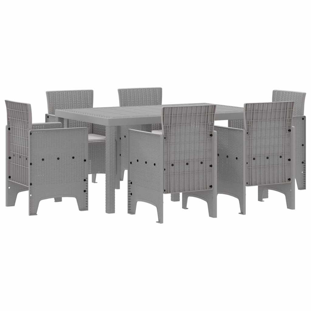 Garten Essgruppe 7 pcs Hellgrau Polt Rattan