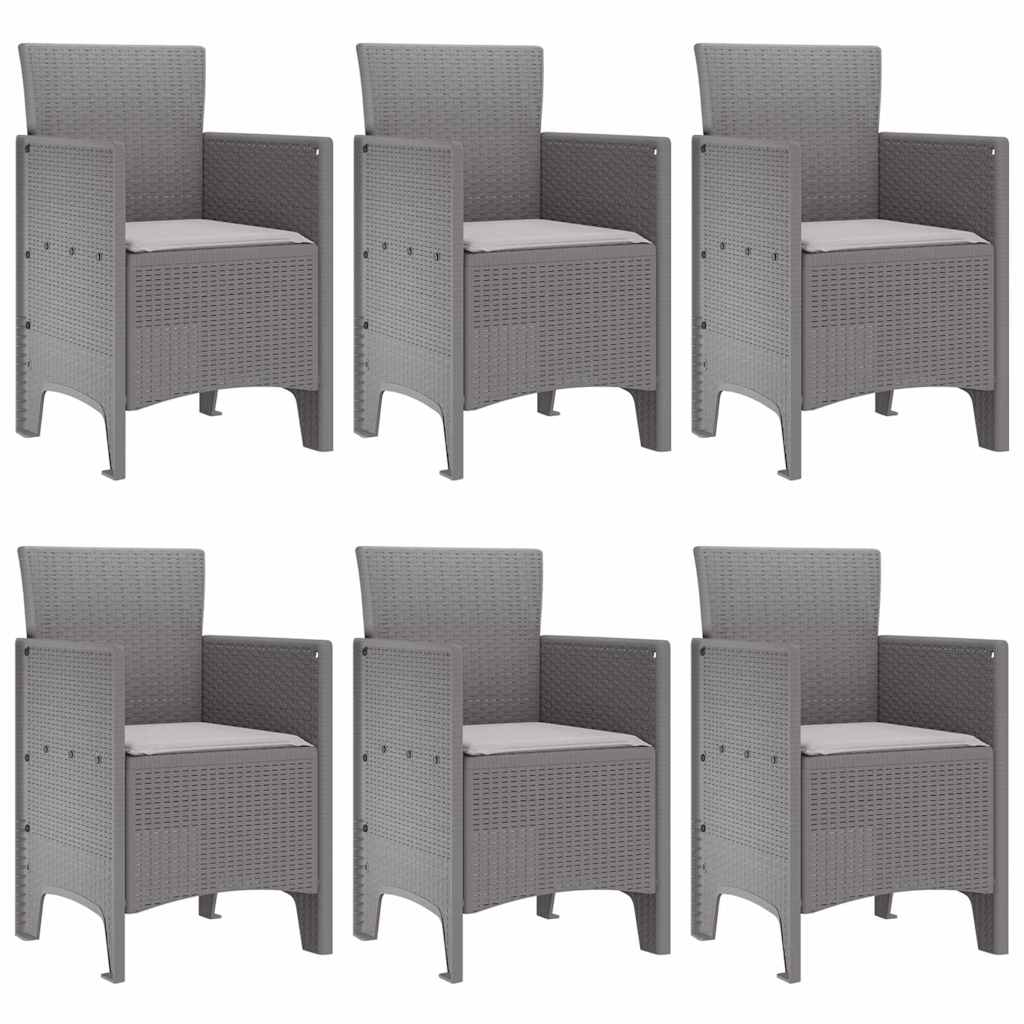 Garten Essgruppe 7 pcs Hellgrau Polt Rattan