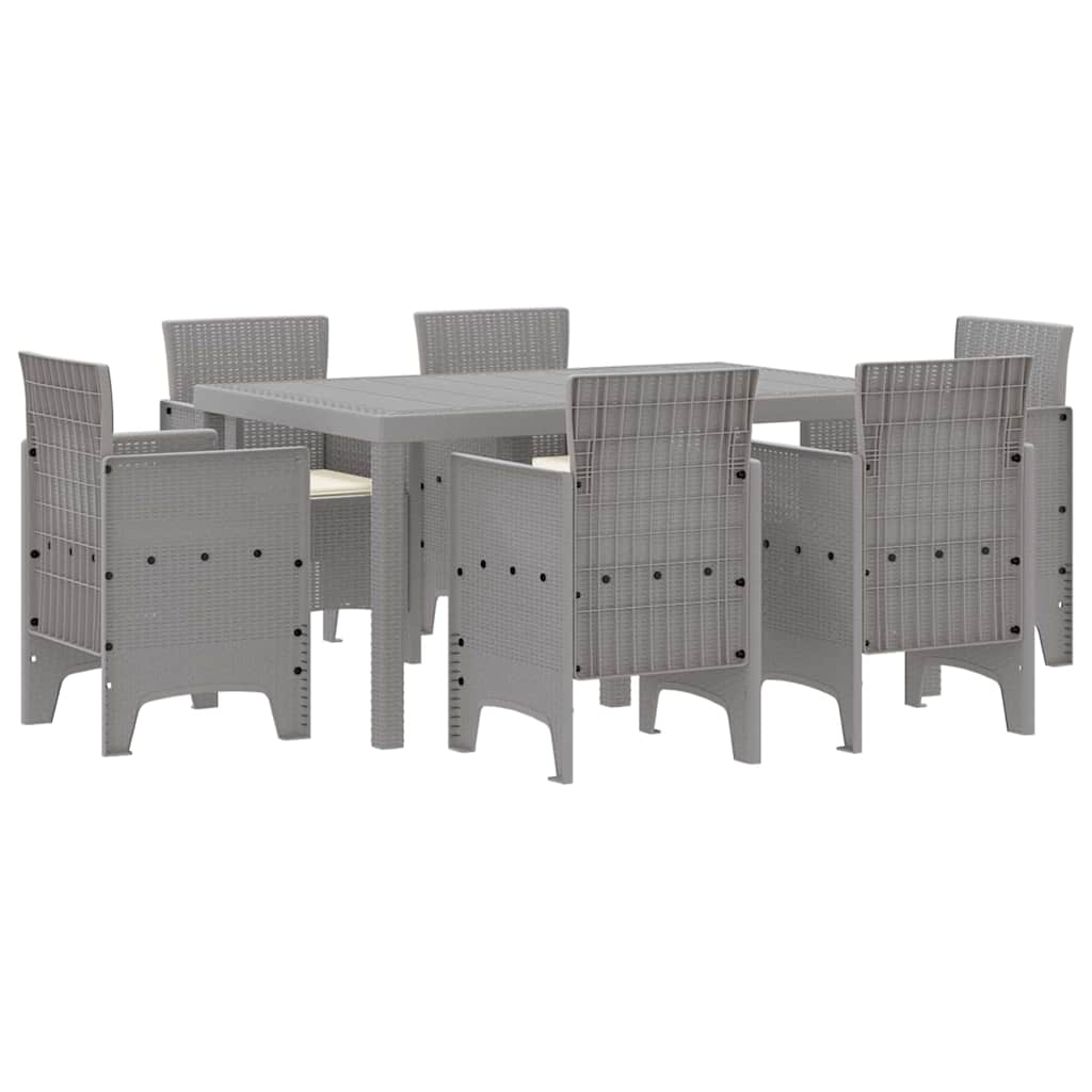 Garten Essgruppe 7 pcs Hellgrau Polt Rattan