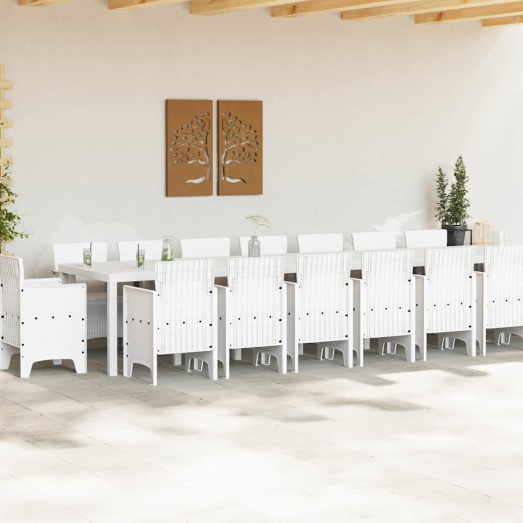 Garten Essgruppe 17 pcs Weiß Polt Rattan