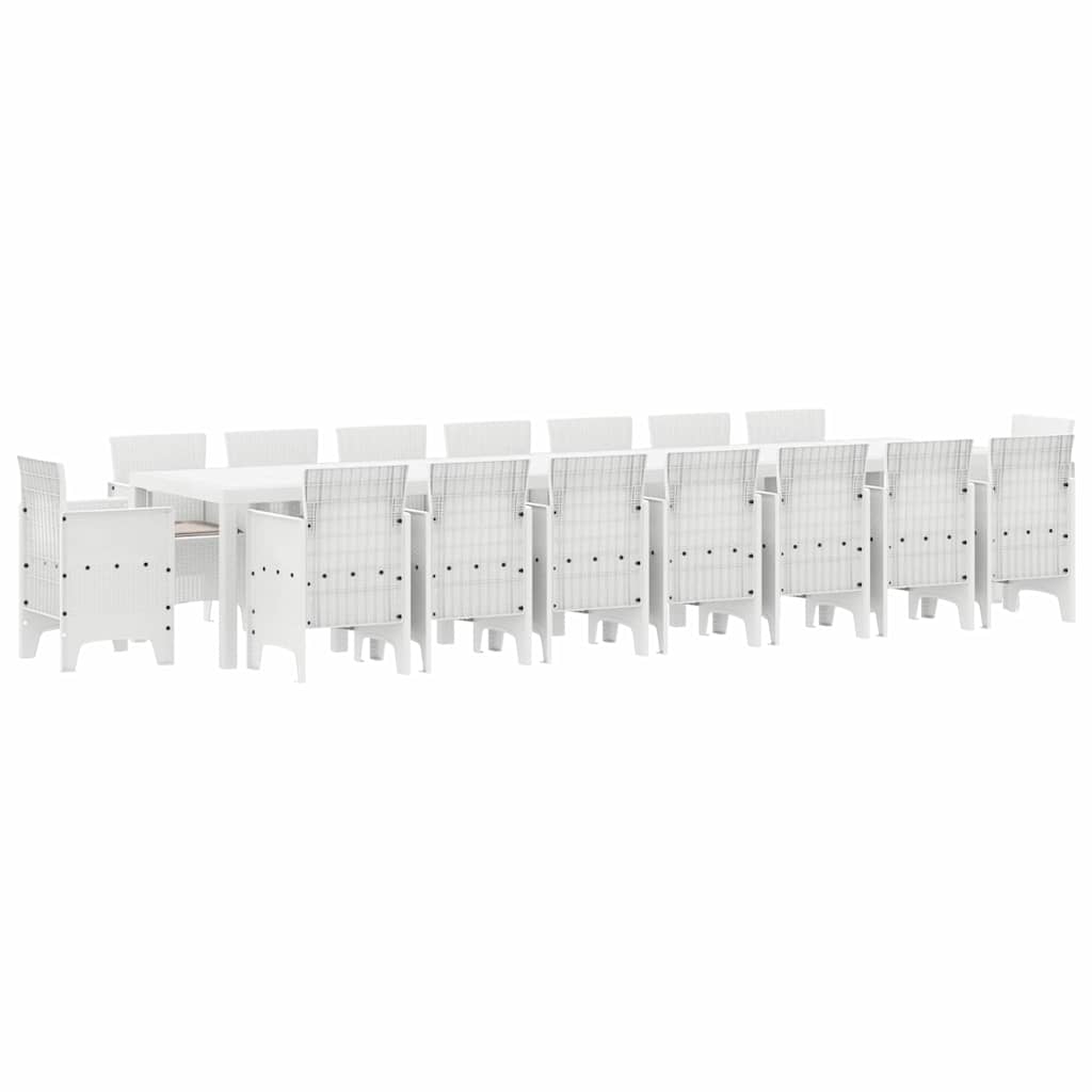 Garten Essgruppe 17 pcs Weiß Polt Rattan