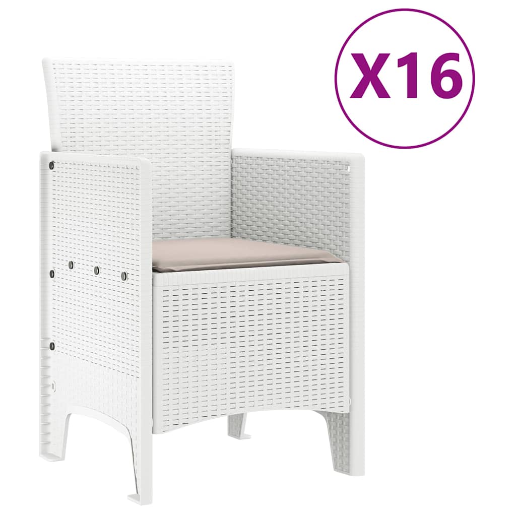 Garten Essgruppe 17 pcs Weiß Polt Rattan