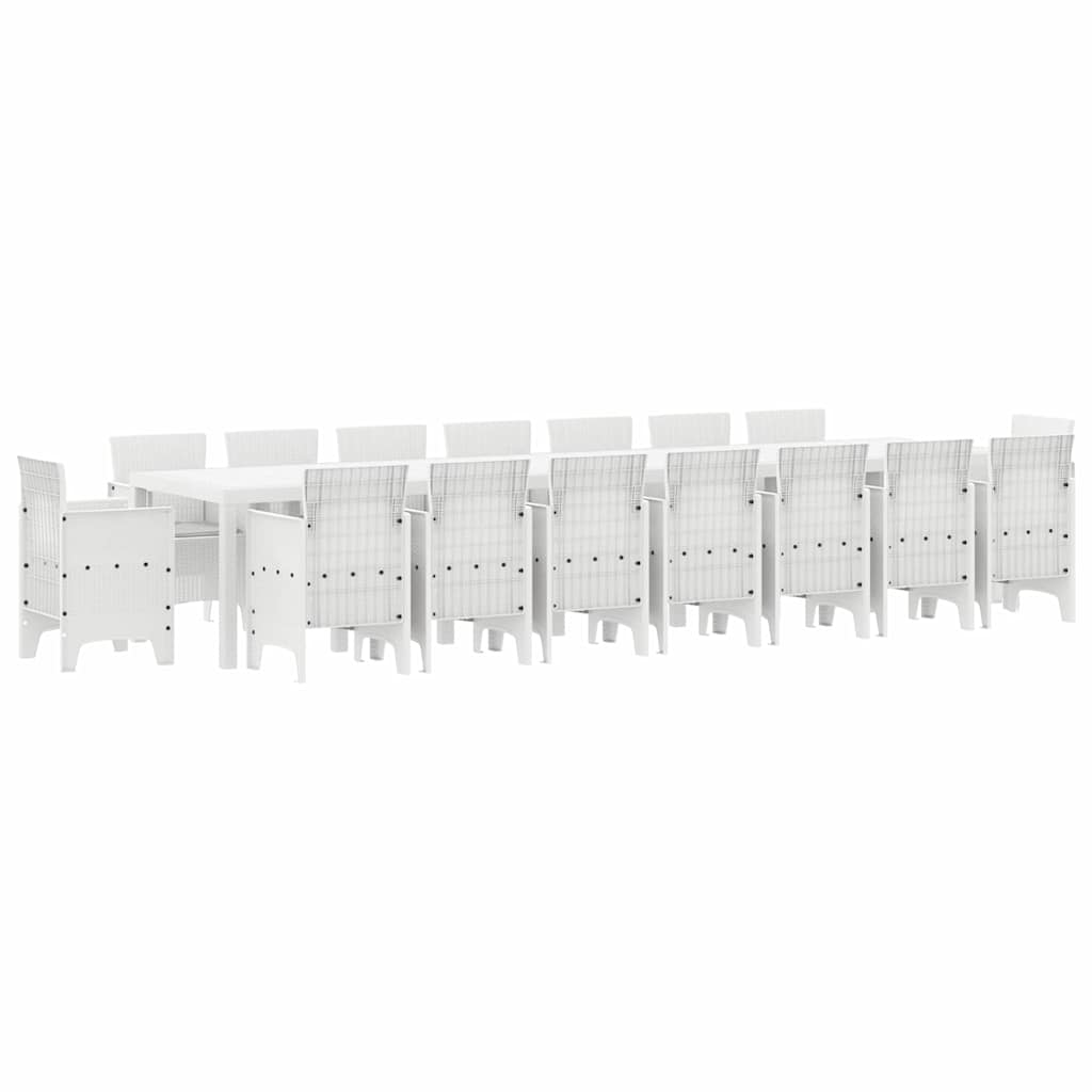 Garten Essgruppe 17 pcs Weiß Polt Rattan