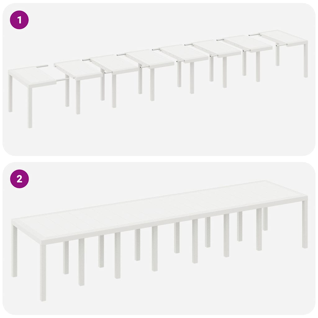 Garten Essgruppe 17 pcs Weiß Polt Rattan