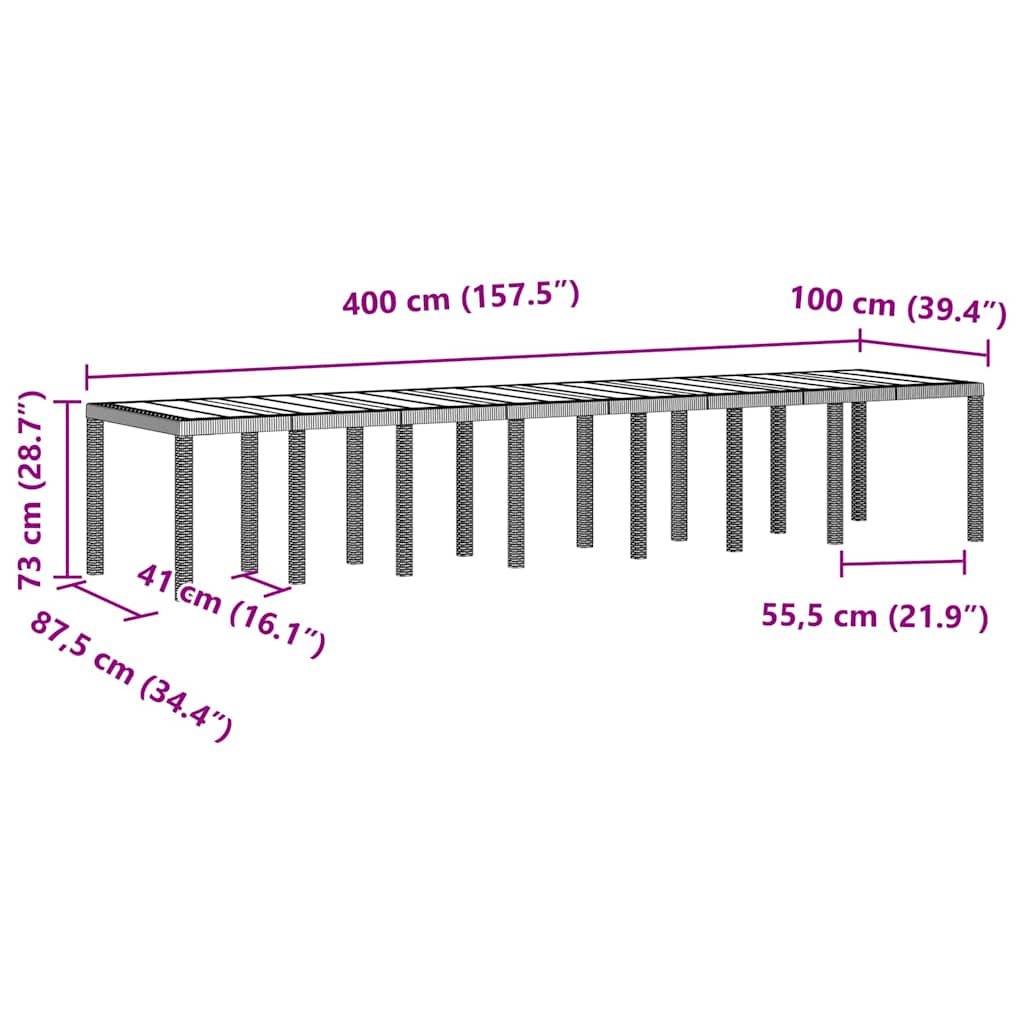 Garten Essgruppe 17 pcs Weiß Polt Rattan