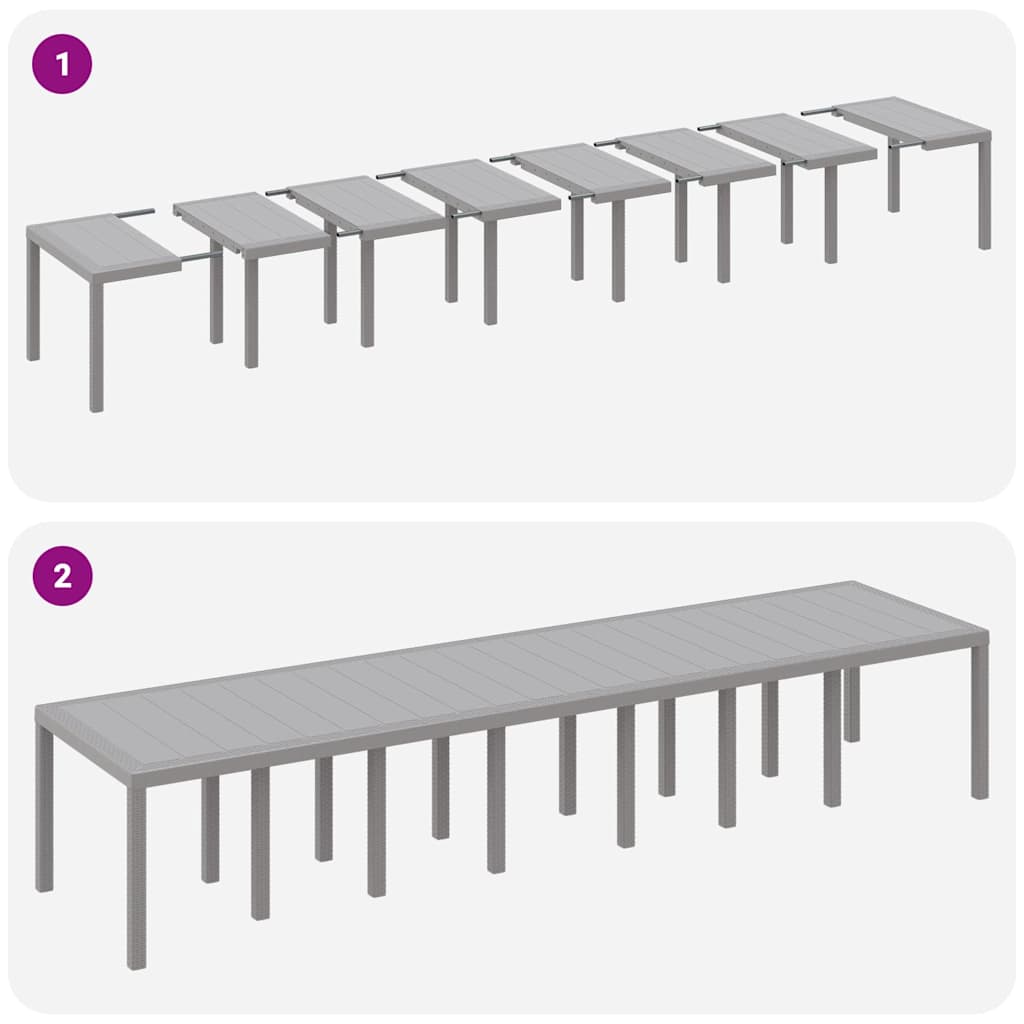 Garten Essgruppe 17 pcs Hellgrau Polt Rattan