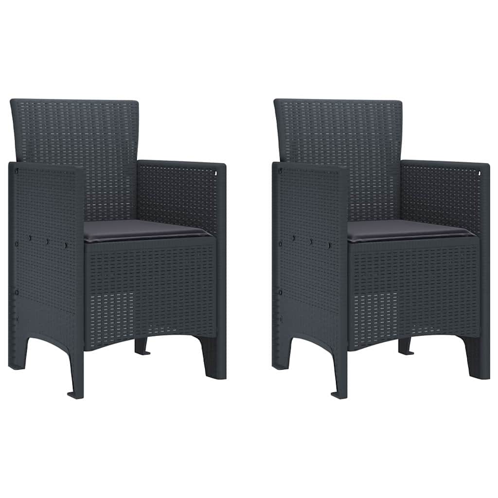 Garten Essgruppe 3 pcs Anthrazit Polt Rattan