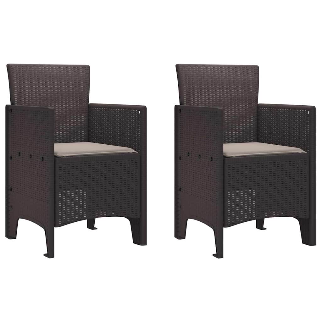 Garten Essgruppe 3 pcs Braun Polt Rattan