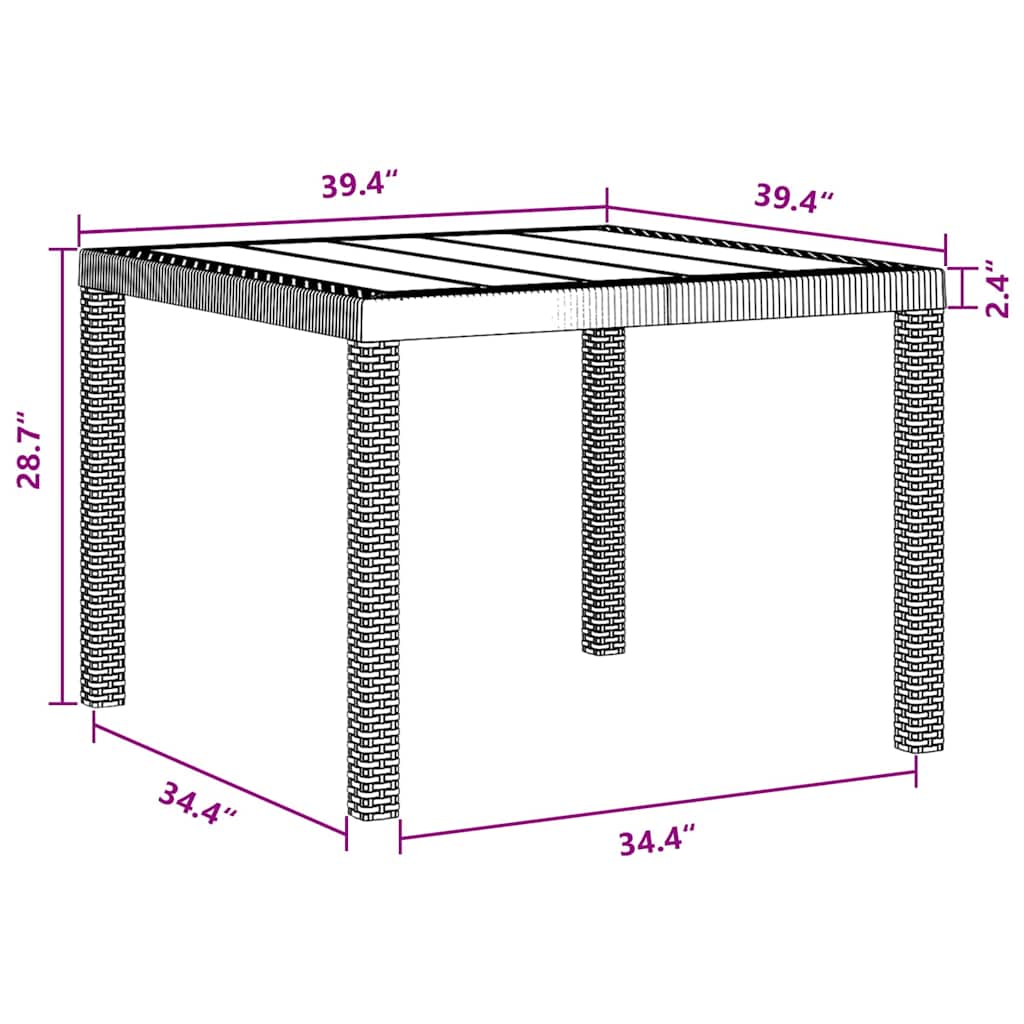 Garten Essgruppe 3 pcs Braun Polt Rattan