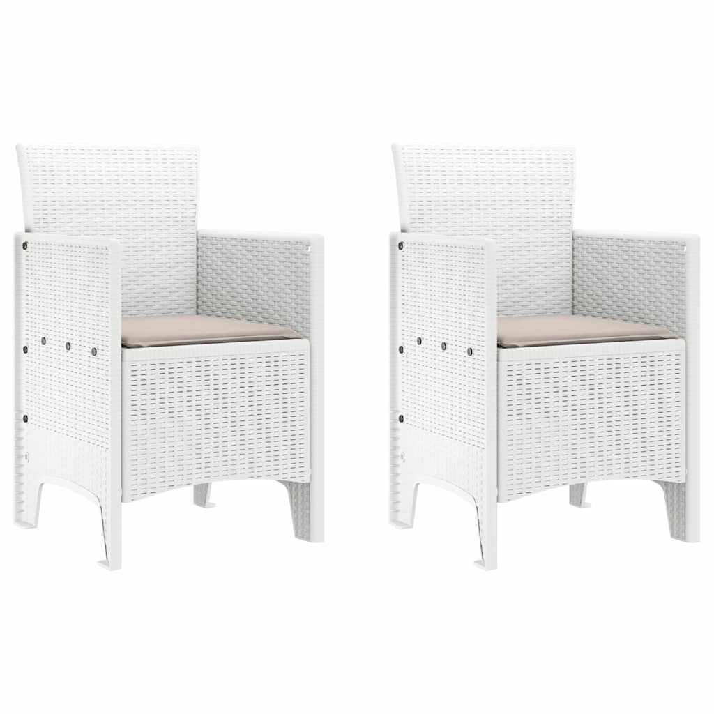 Garten Essgruppe 3 pcs Weiß Polt Rattan