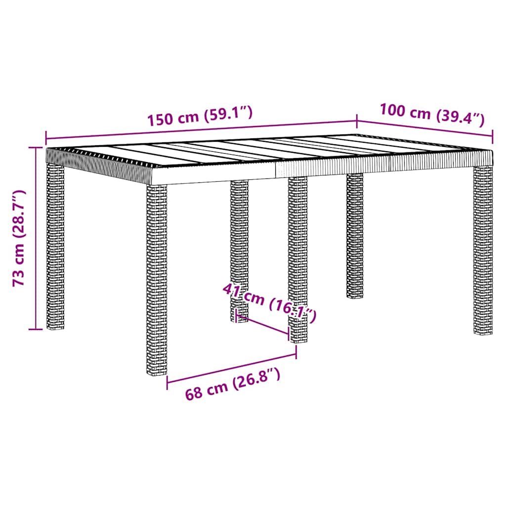Garten Essgruppe 5 pcs Weiß Polt Rattan