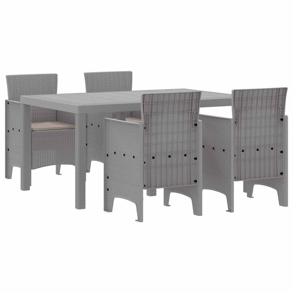 Garten Essgruppe 5 pcs Hellgrau Polt Rattan