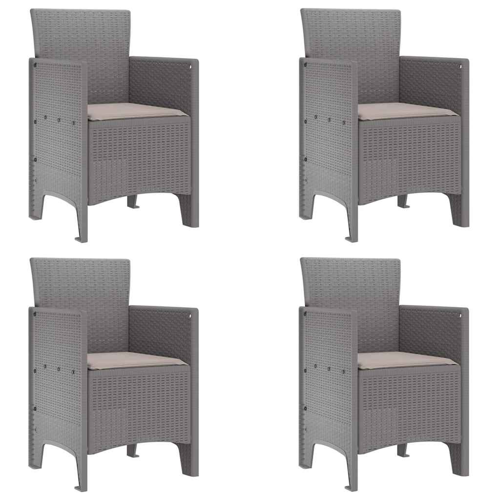 Garten Essgruppe 5 pcs Hellgrau Polt Rattan