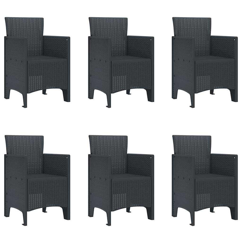 Garten Essgruppe 7 pcs Anthrazit Polt Rattan