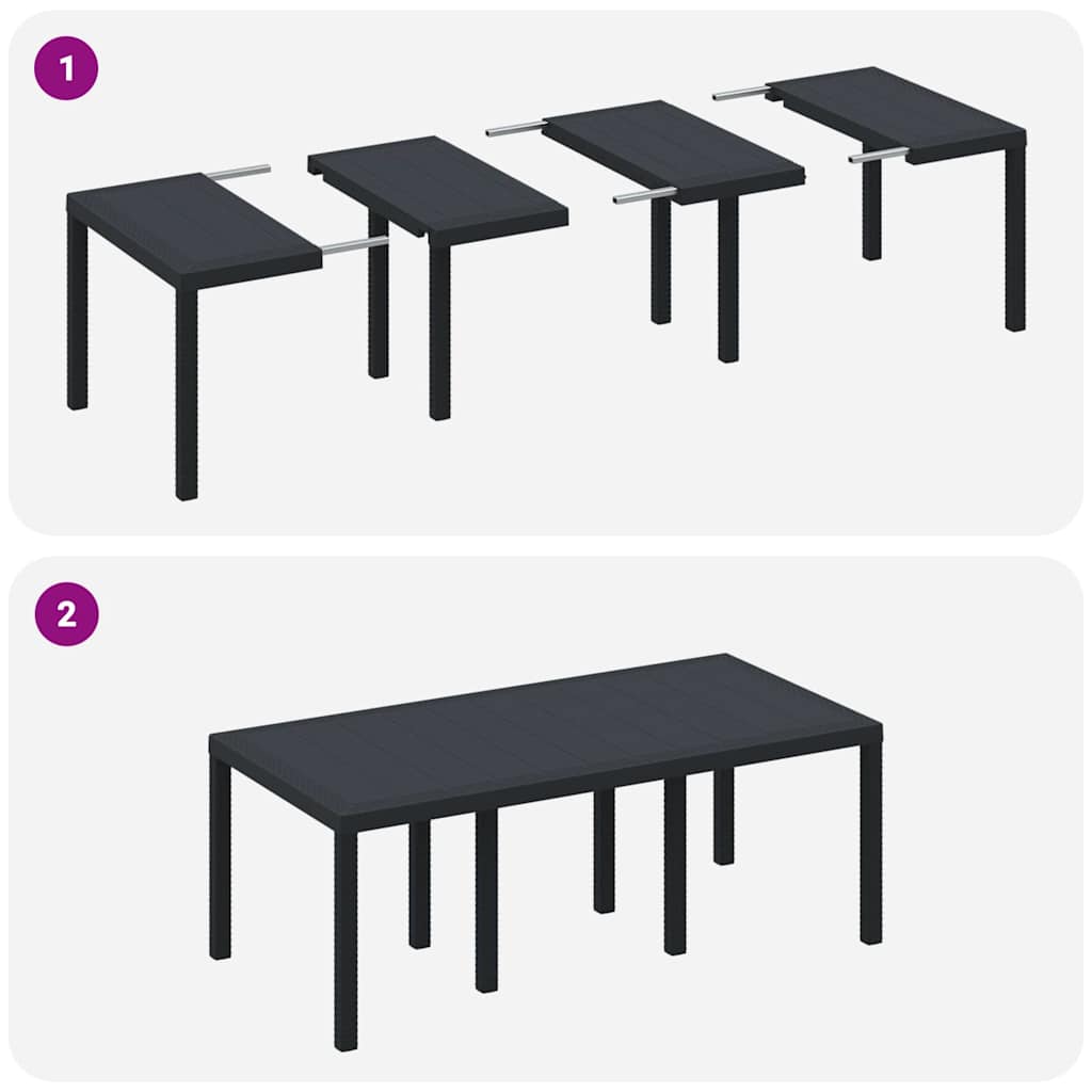 Garten Essgruppe 7 pcs Anthrazit Polt Rattan