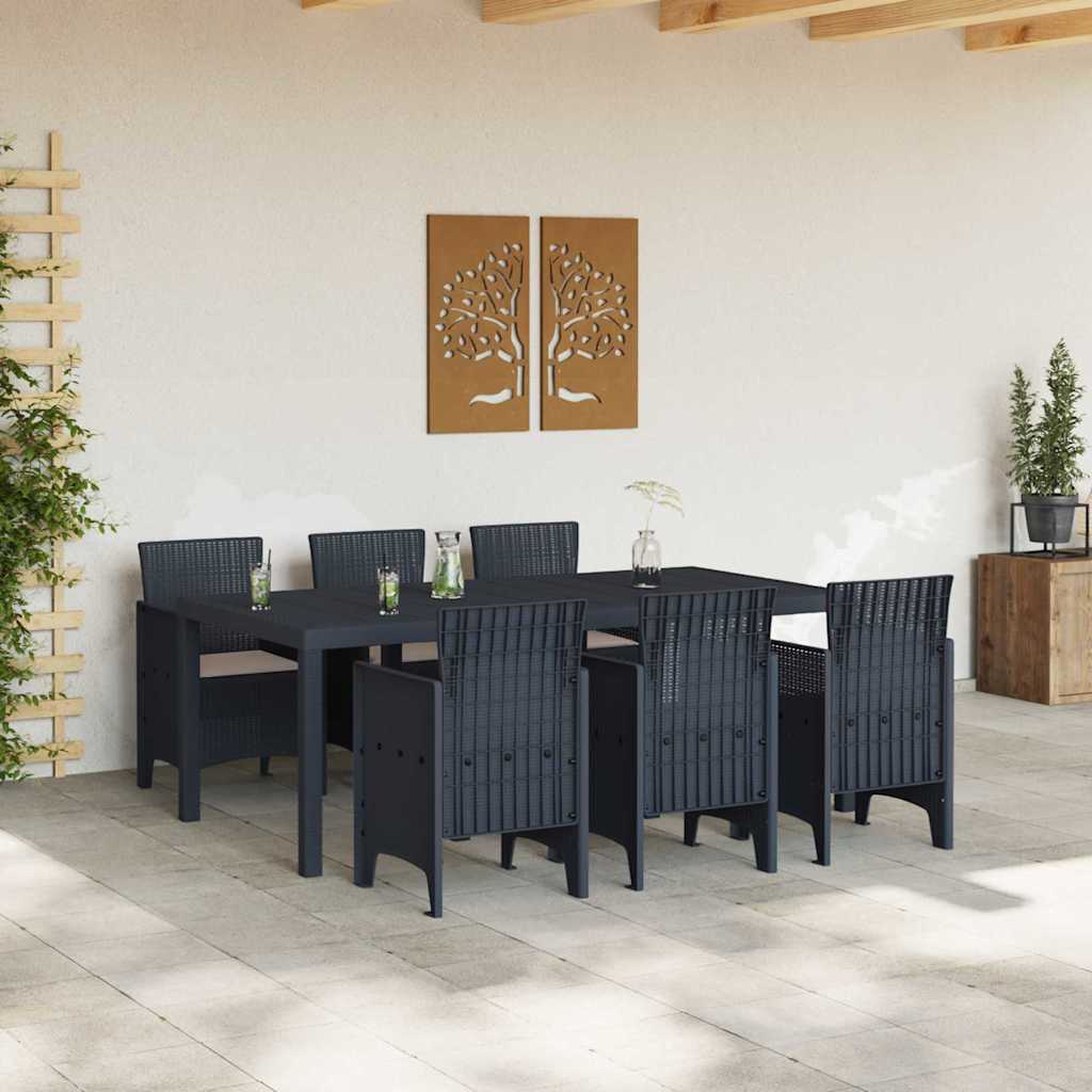 Garten Essgruppe 7 pcs Anthrazit Polt Rattan