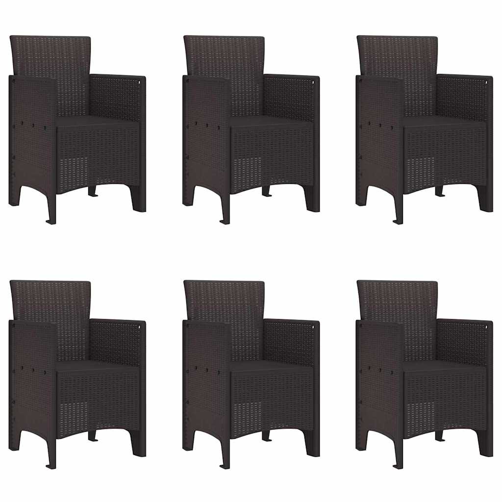 Garten Essgruppe 7 pcs Braun Polt Rattan