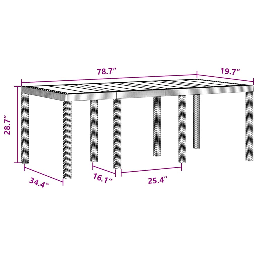 Garten Essgruppe 7 pcs Braun Polt Rattan