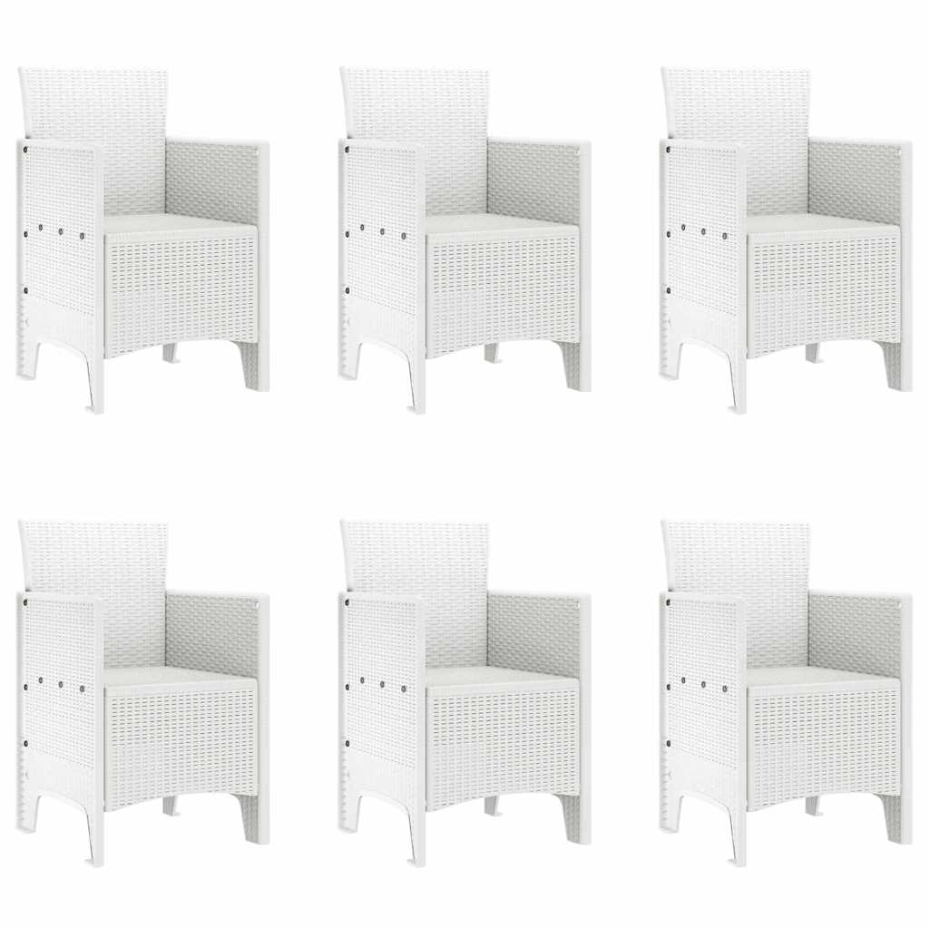 Garten Essgruppe 7 pcs Weiß Polt Rattan
