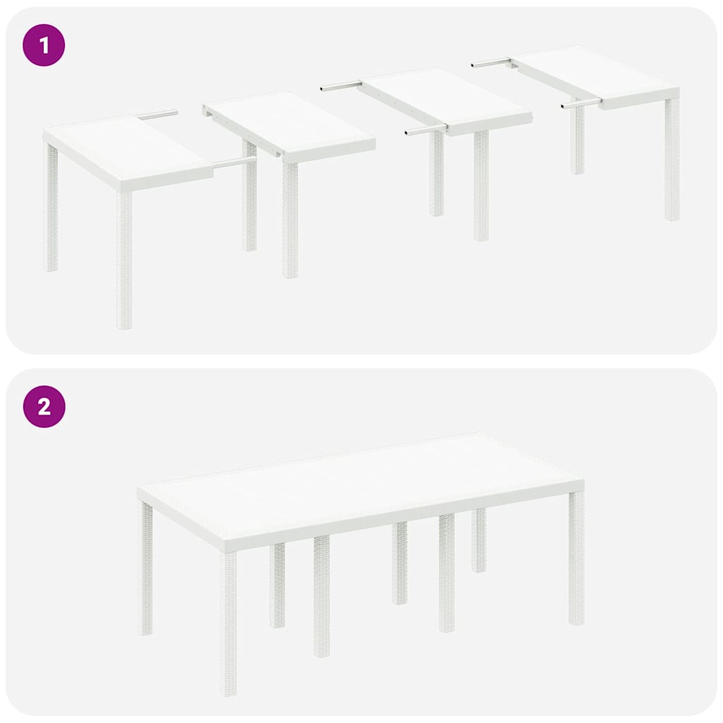 Garten Essgruppe 7 pcs Weiß Polt Rattan