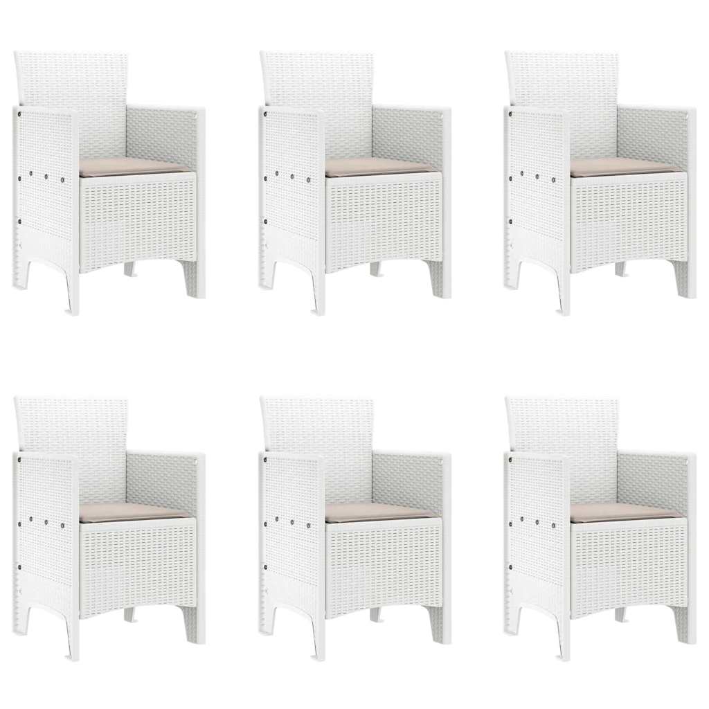 Garten Essgruppe 7 pcs Weiß Polt Rattan