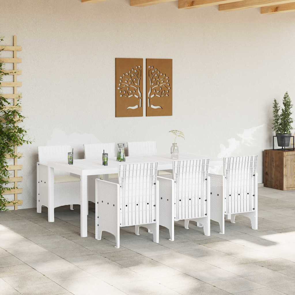 Garten Essgruppe 7 pcs Weiß Polt Rattan