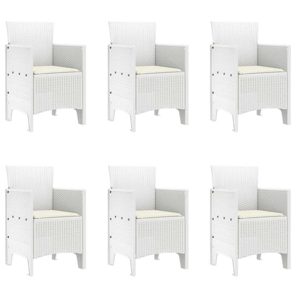 Garten Essgruppe 7 pcs Weiß Polt Rattan