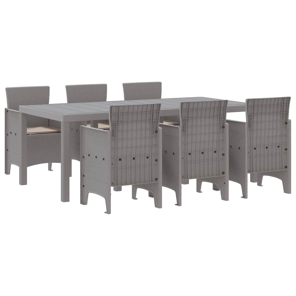 Garten Essgruppe 7 pcs Hellgrau Polt Rattan