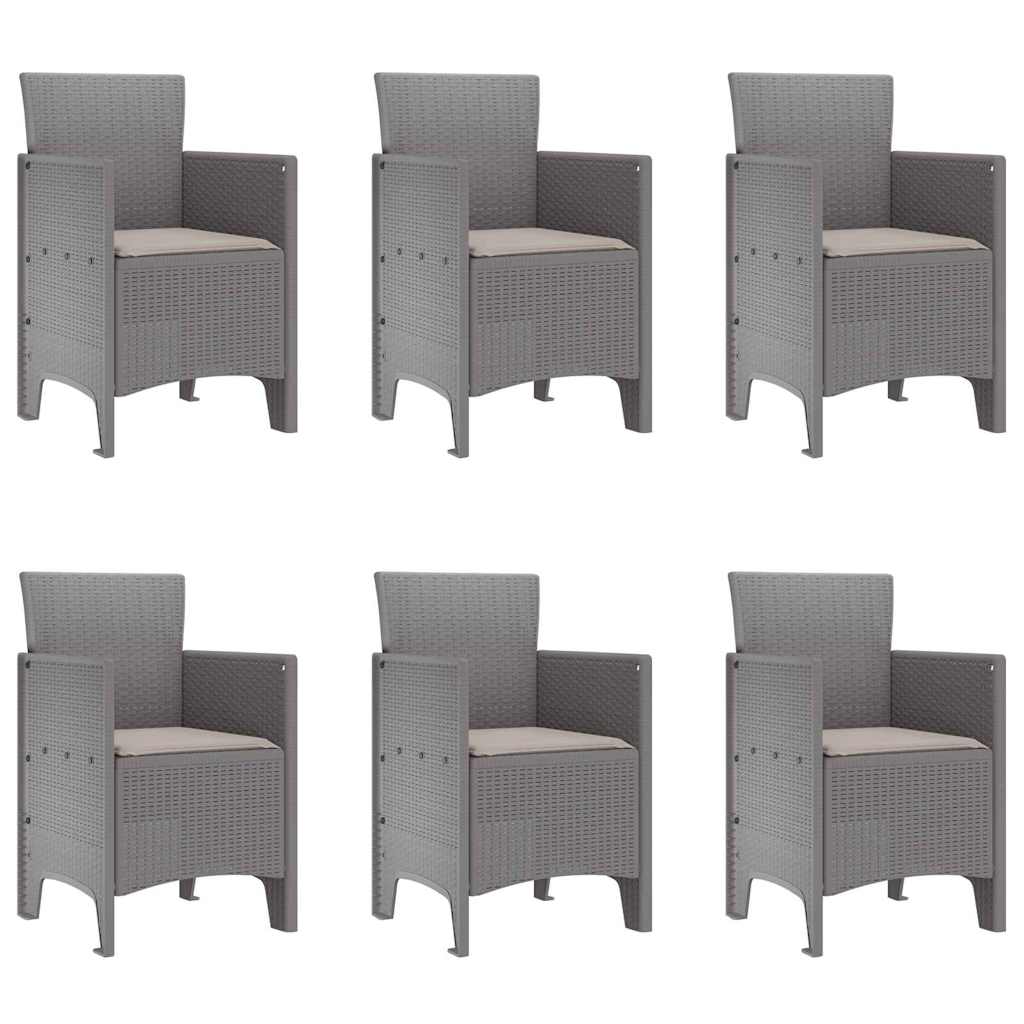 Garten Essgruppe 7 pcs Hellgrau Polt Rattan