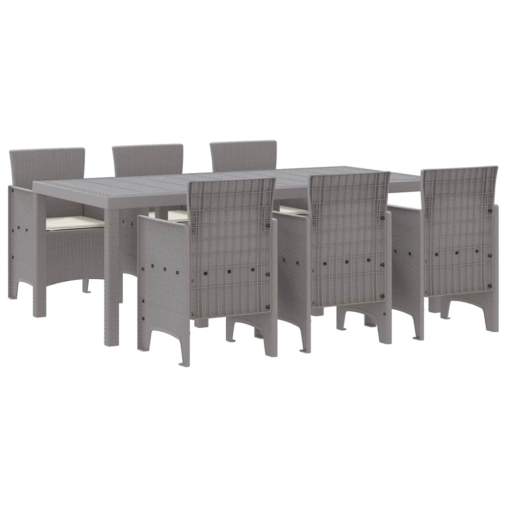 Garten Essgruppe 7 pcs Hellgrau Polt Rattan